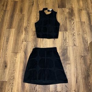 velvet two piece set with high neck top